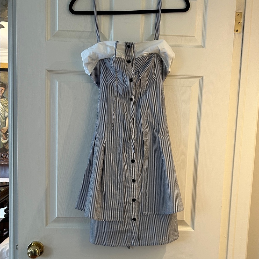 Blue and White Striped Ladies Button-Front Sundress